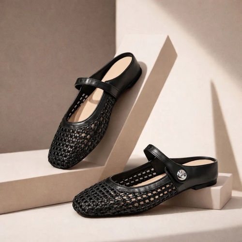 Aurea | Mules Mary Jane de tejido trenzado dorado