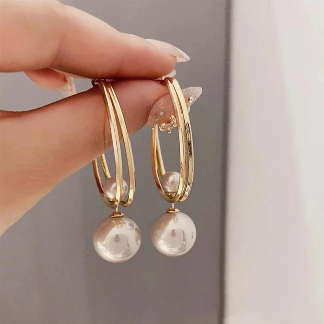 Marina | Pendientes de aro triple con perlas