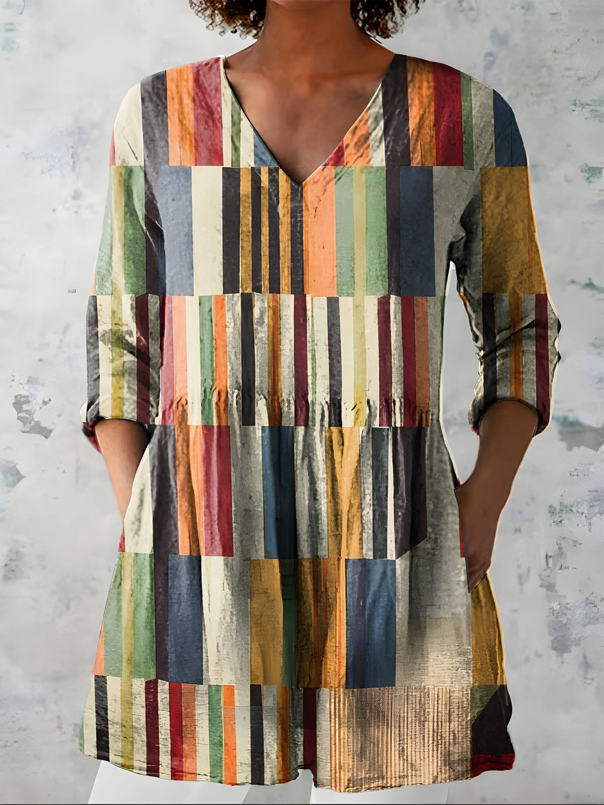 Lidia| Blusa larga estampada con cuello en V
