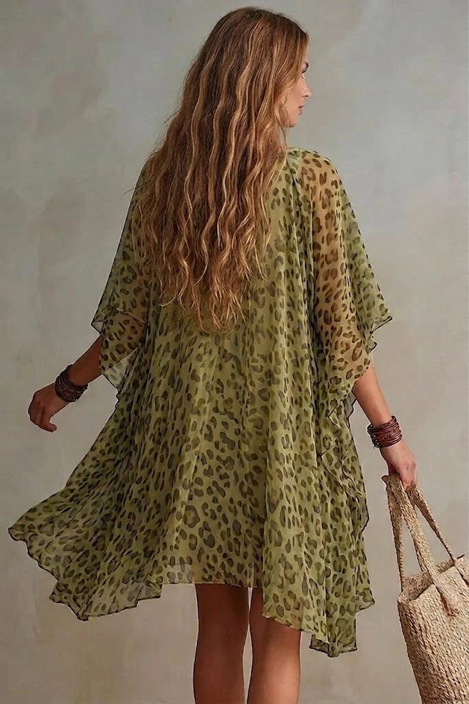 Selvae |  Vestido kaftán boho animal print