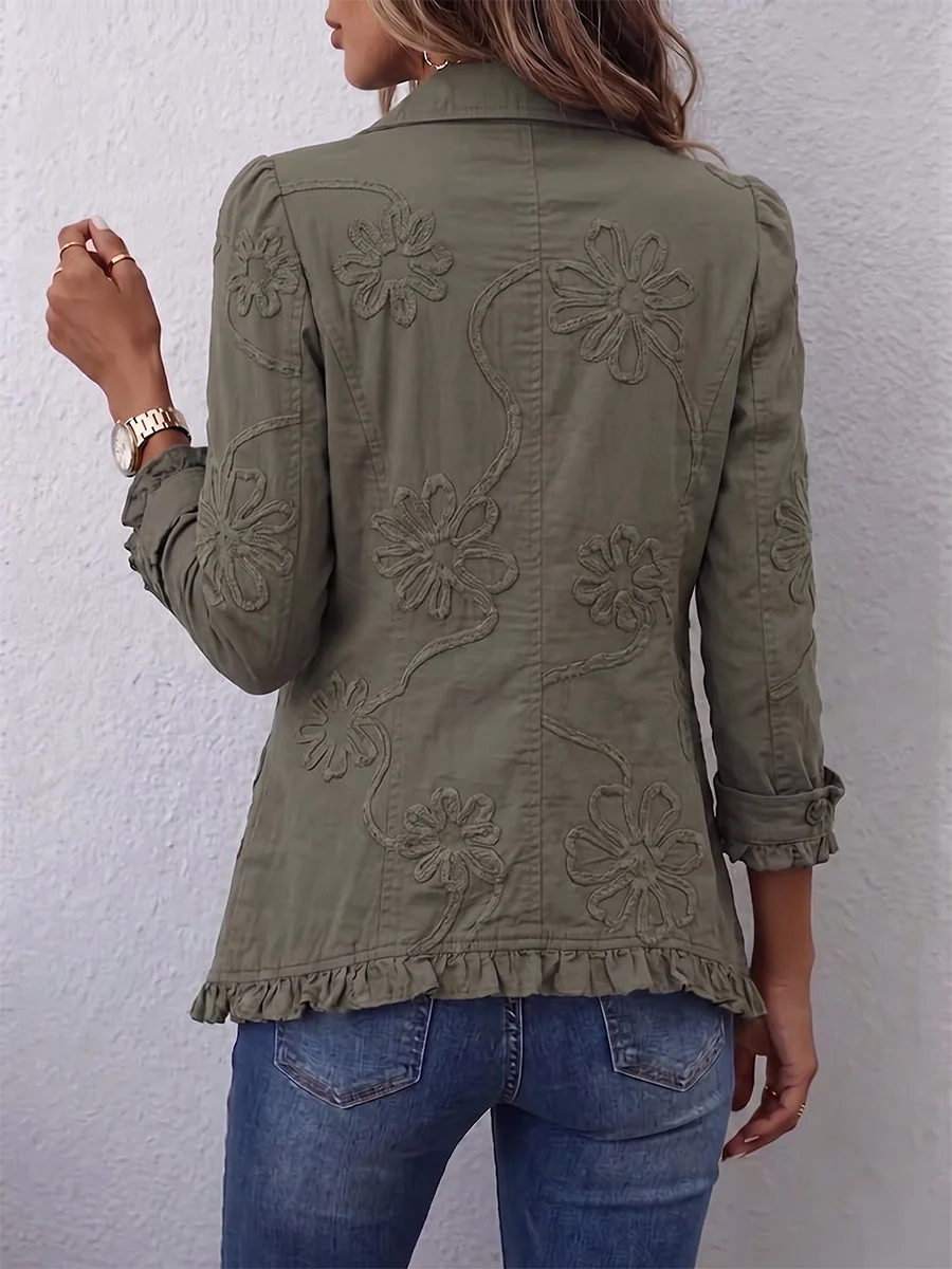 Célia | Chaqueta bordada verde oliva