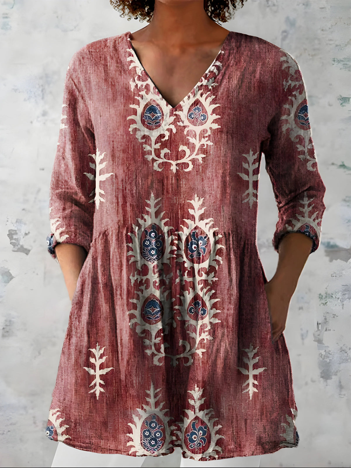 Elisabeth | Blusa larga estampada con cuello en V