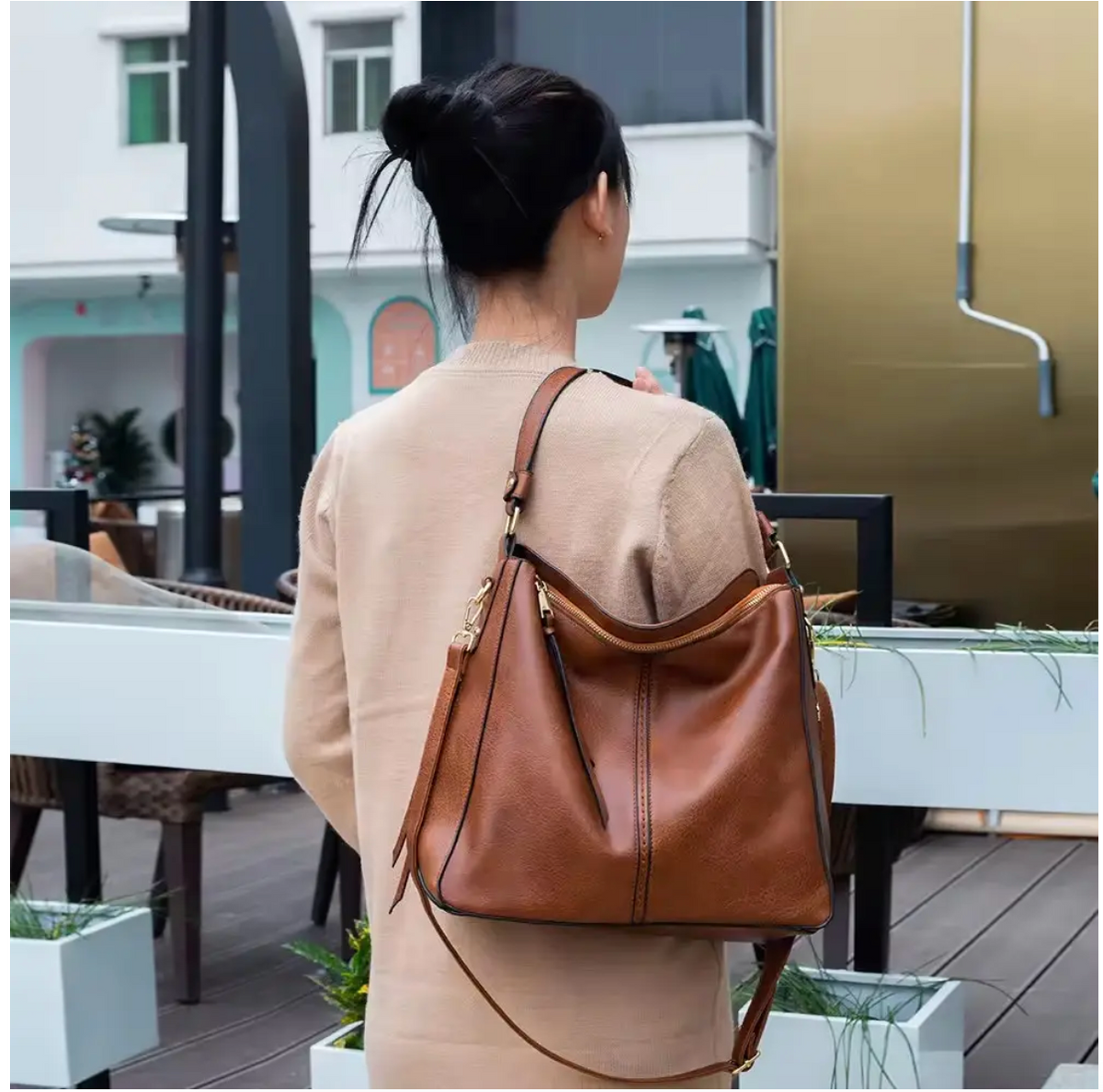 Habana | Bolso hobo de piel con cartera a juego