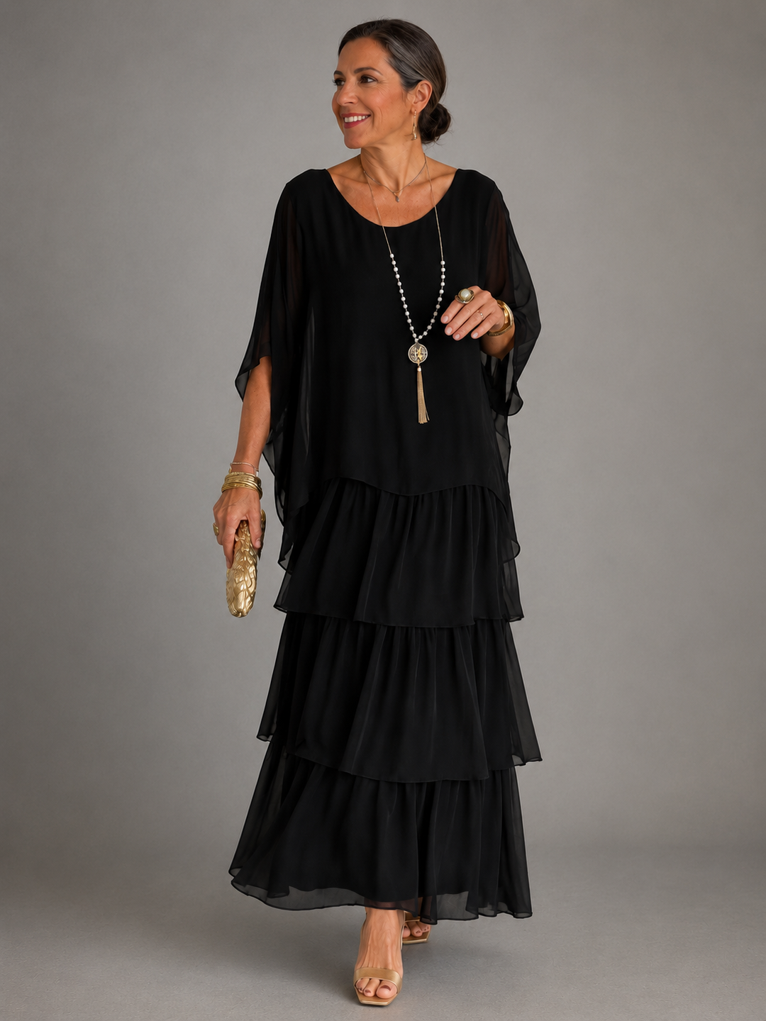 Lúa Elegante | Vestido largo fluido de capas