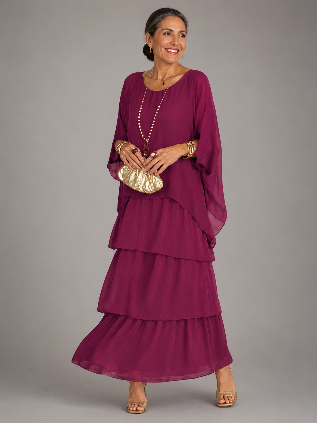 Lúa Elegante | Vestido largo fluido de capas