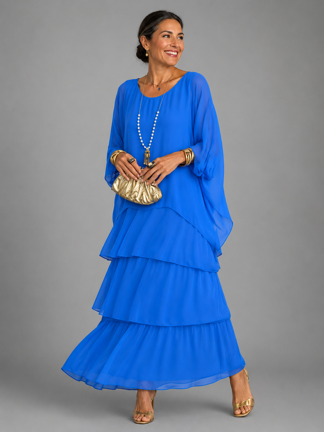 Lúa Elegante | Vestido largo fluido de capas