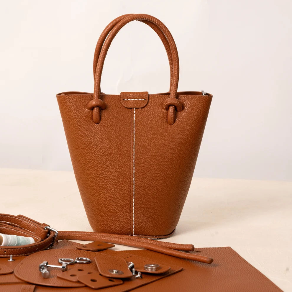 Ámbar | Bolso bucket de piel granulada