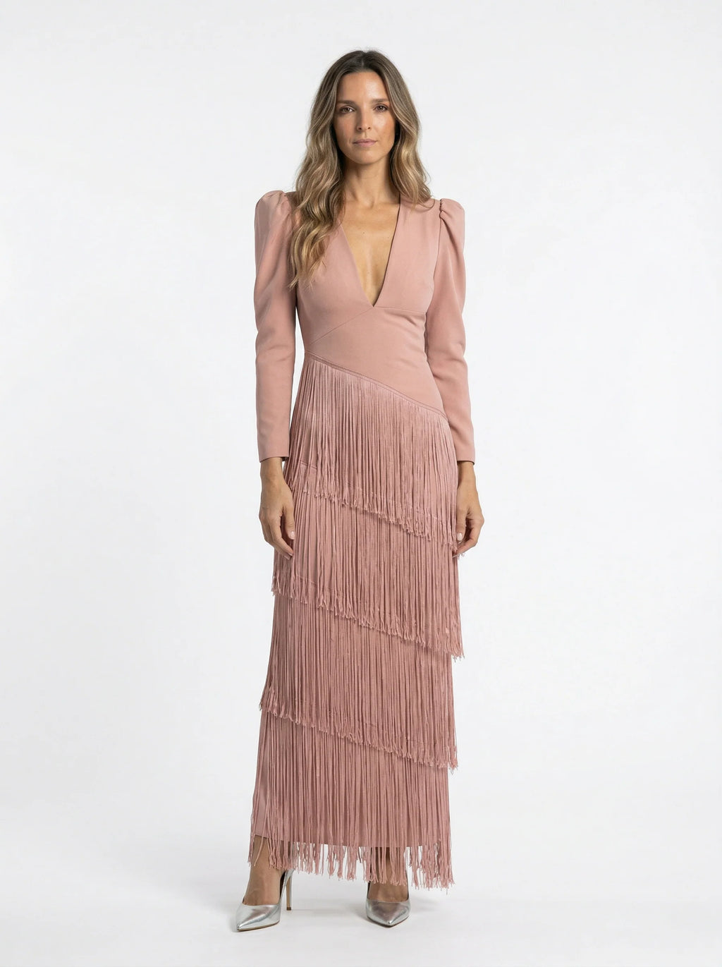 Adriana | Vestido con flecos y escote en V
