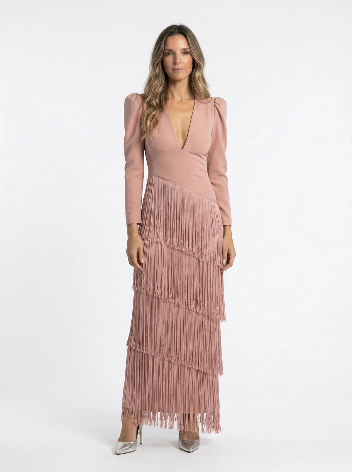 Adriana | Vestido con flecos y escote en V