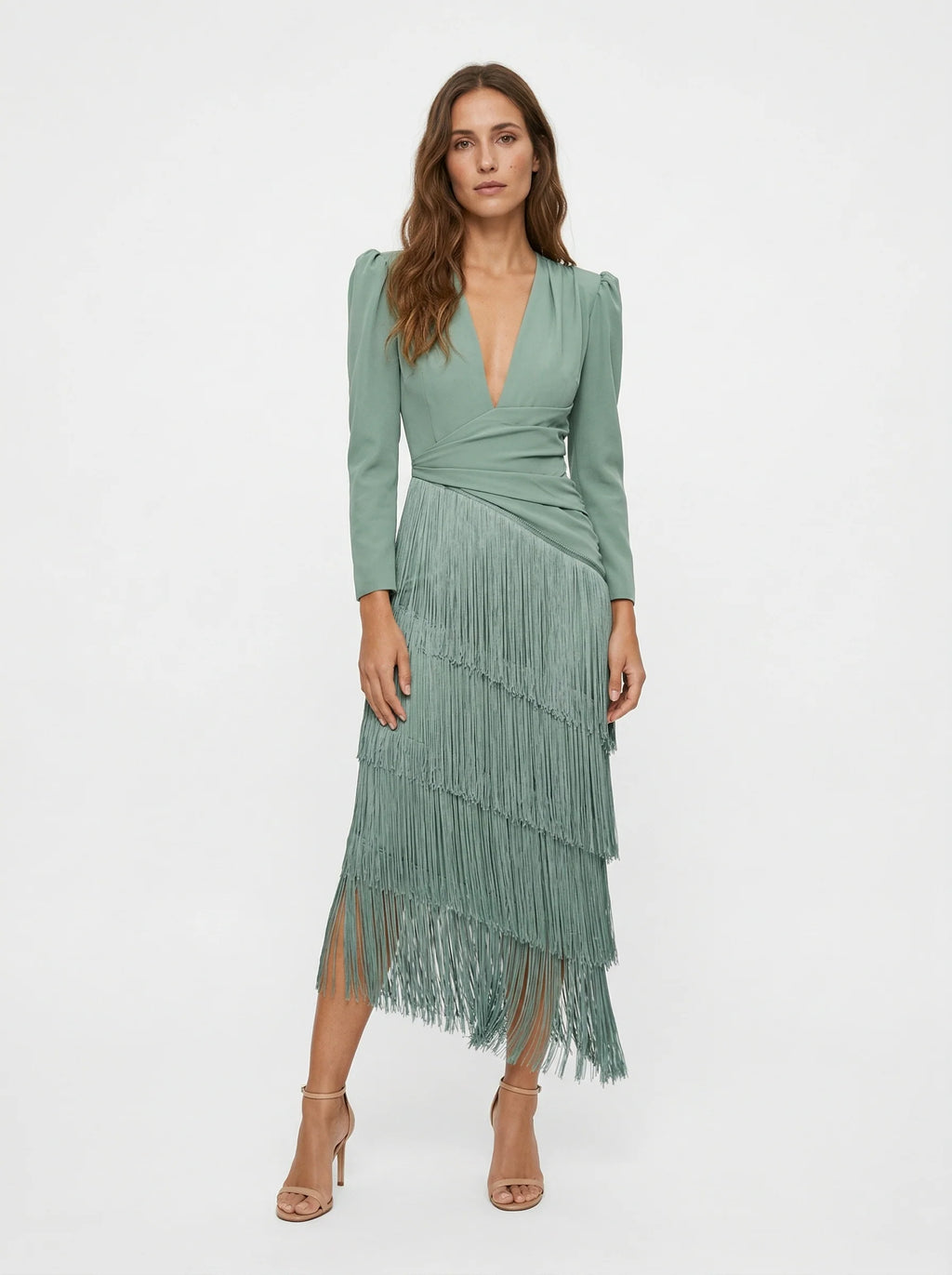 Adriana | Vestido con flecos y escote en V