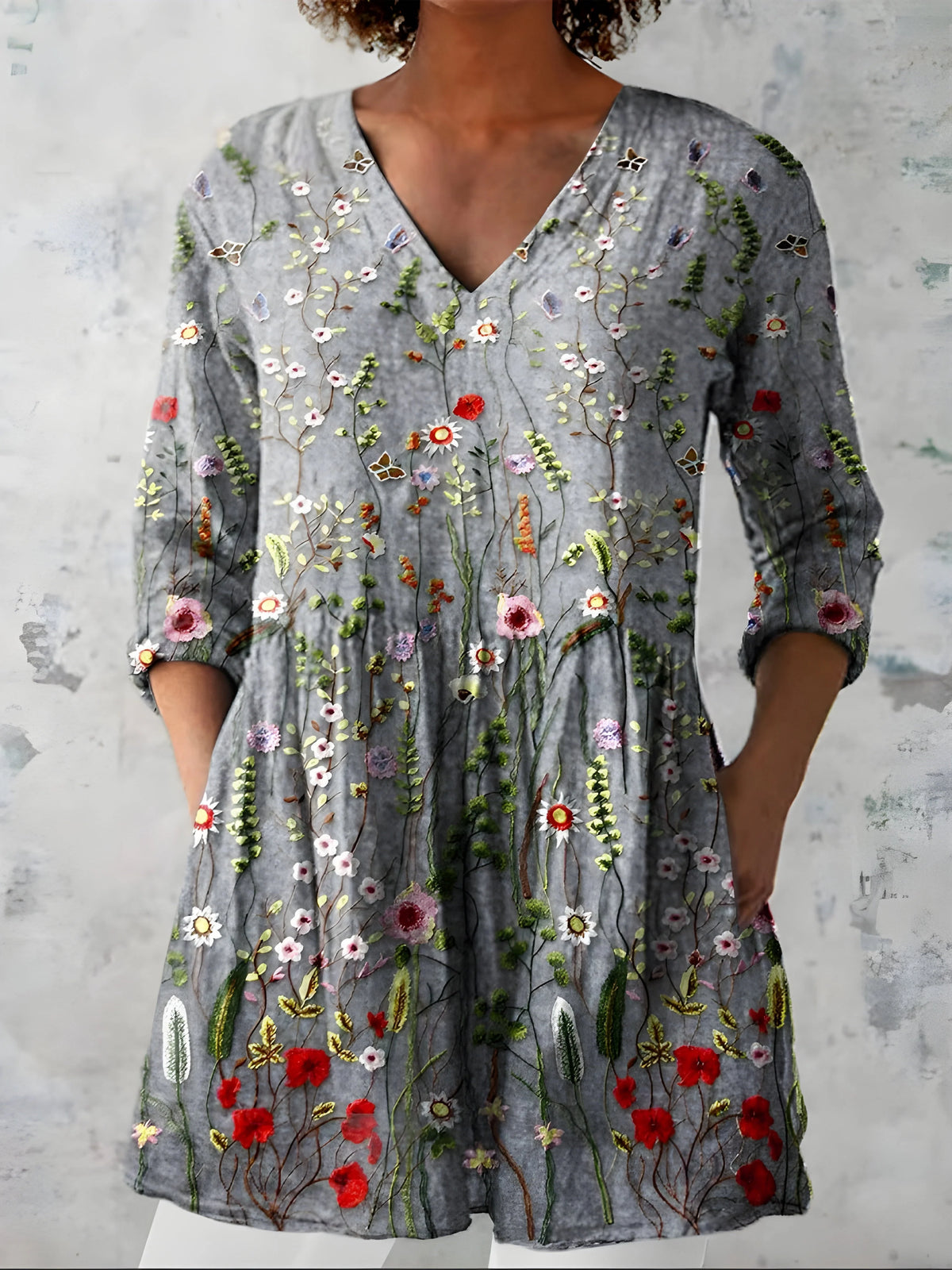 Marta | Blusa larga estampada con cuello en V