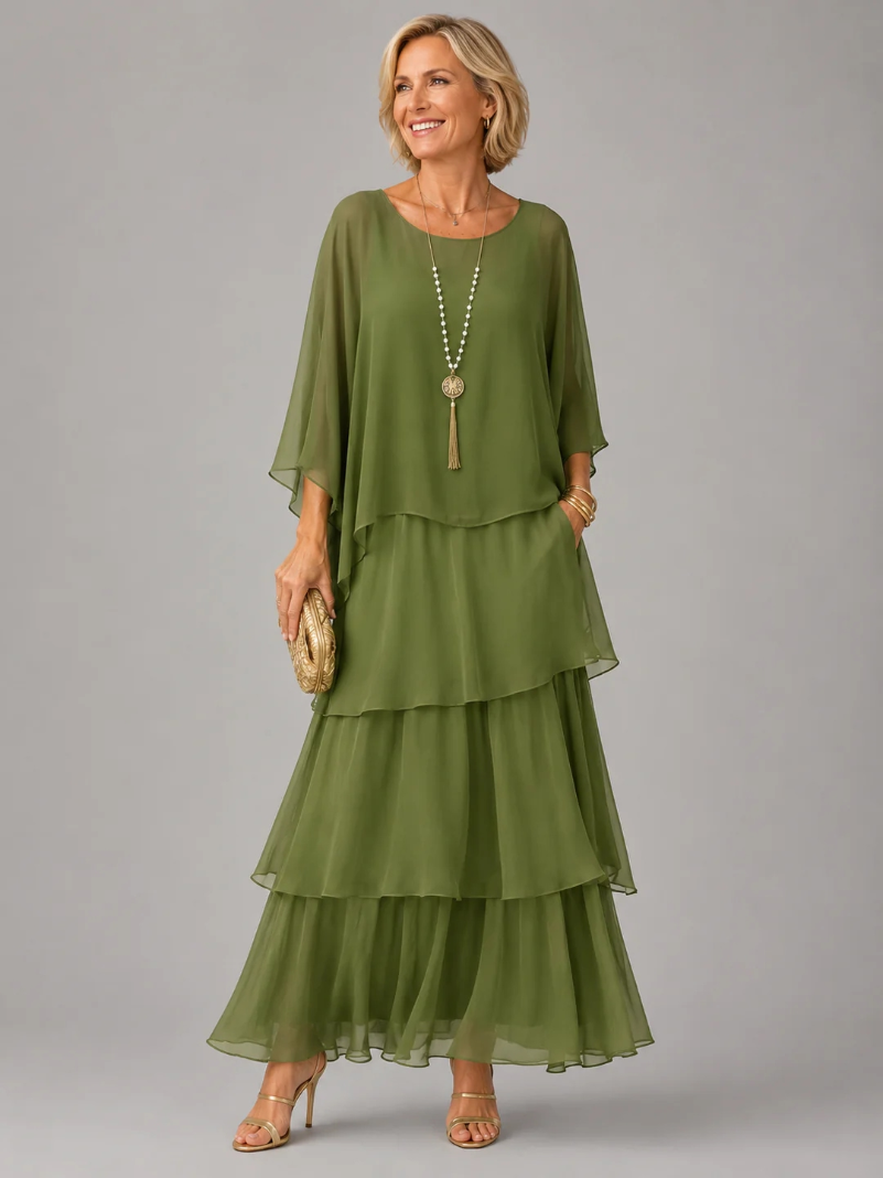 Lúa Elegante | Vestido largo fluido de capas