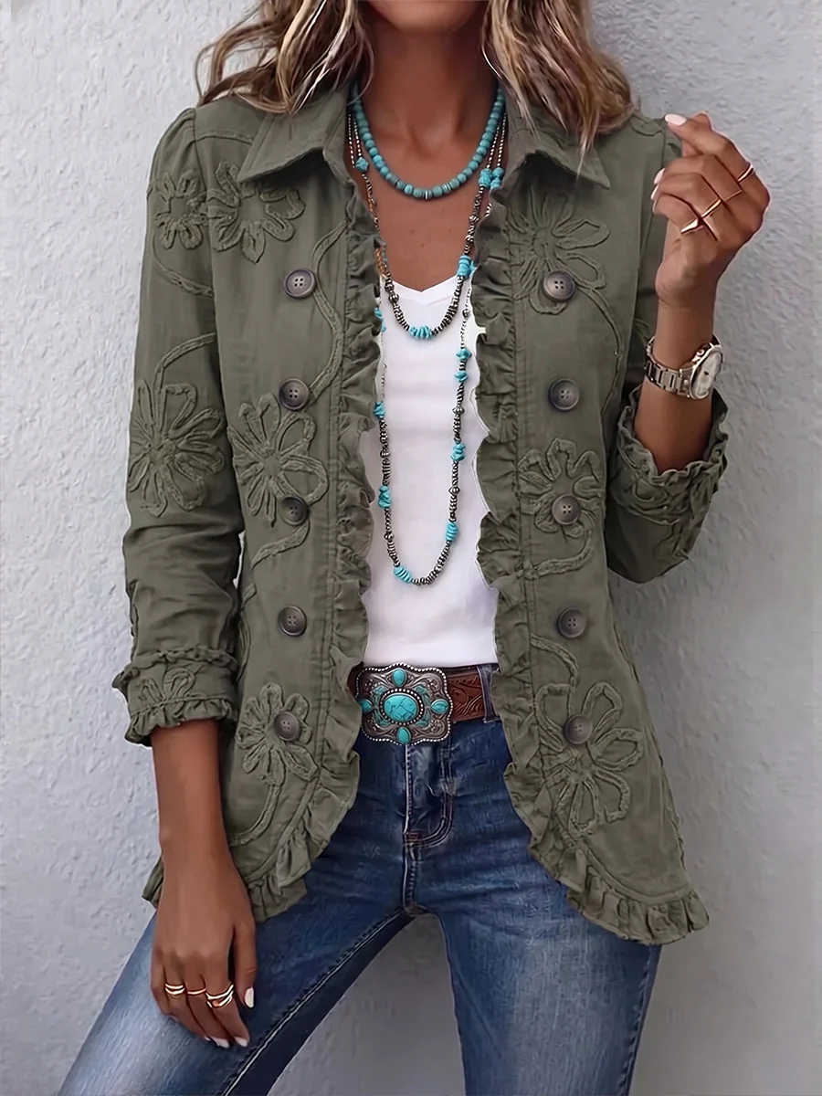 Célia | Chaqueta bordada verde oliva