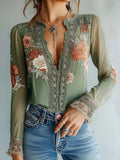 India| Blusa bordada boho verde