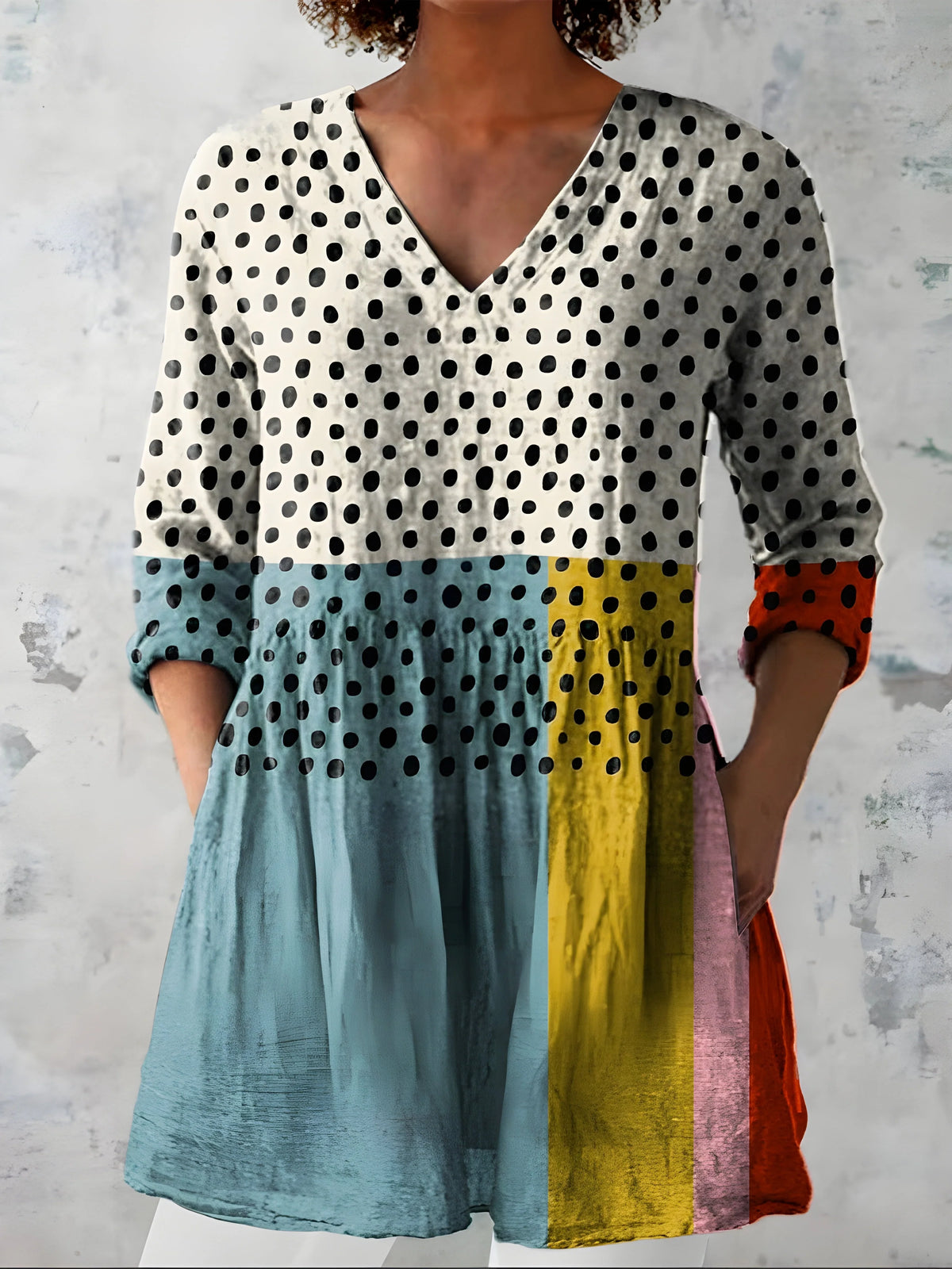 Flor | Blusa larga estampada con cuello en V