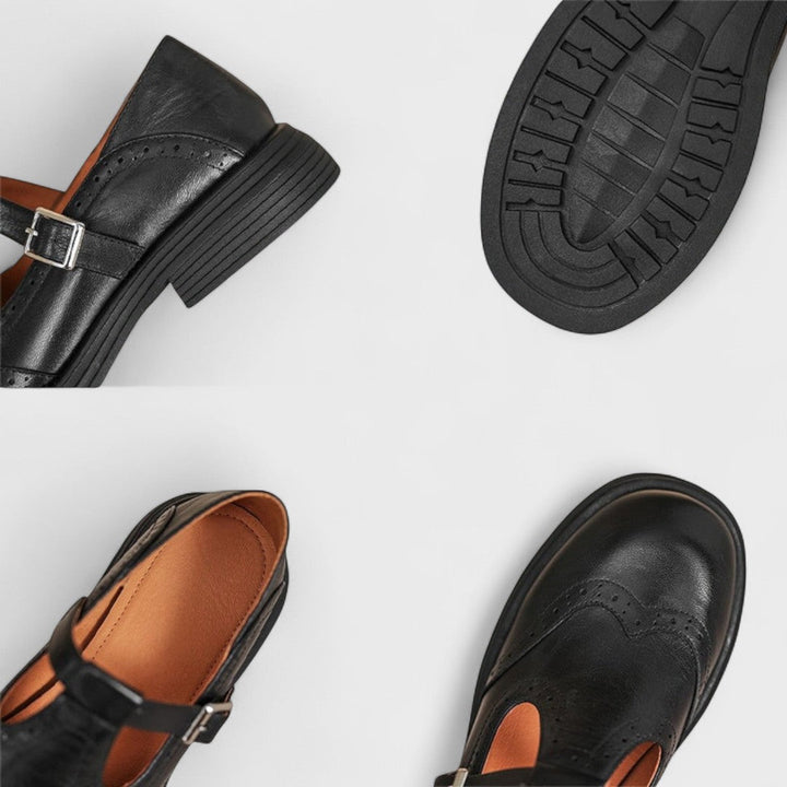 Elena | Zapato Mary Jane estilo brogue en piel