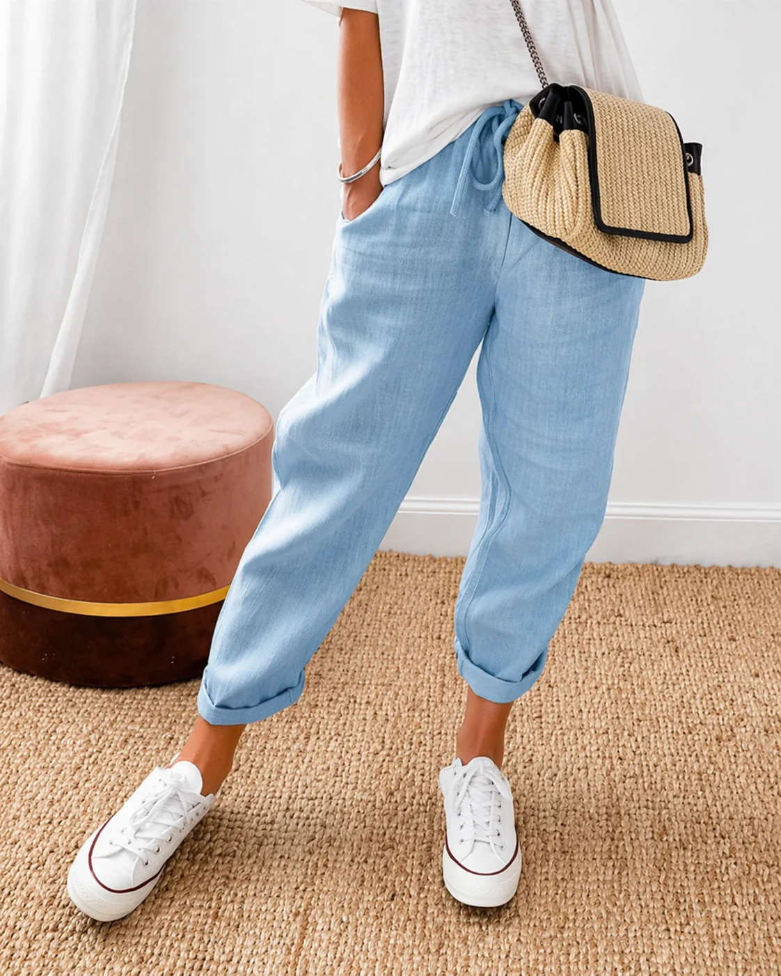Ivette | Pantalones jogger de lino y algodón